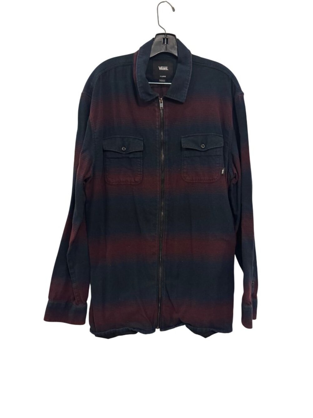 Vans Mens X-Large Zip-Up Plaid Shirt Jacket Classic Fit 100% Cotton